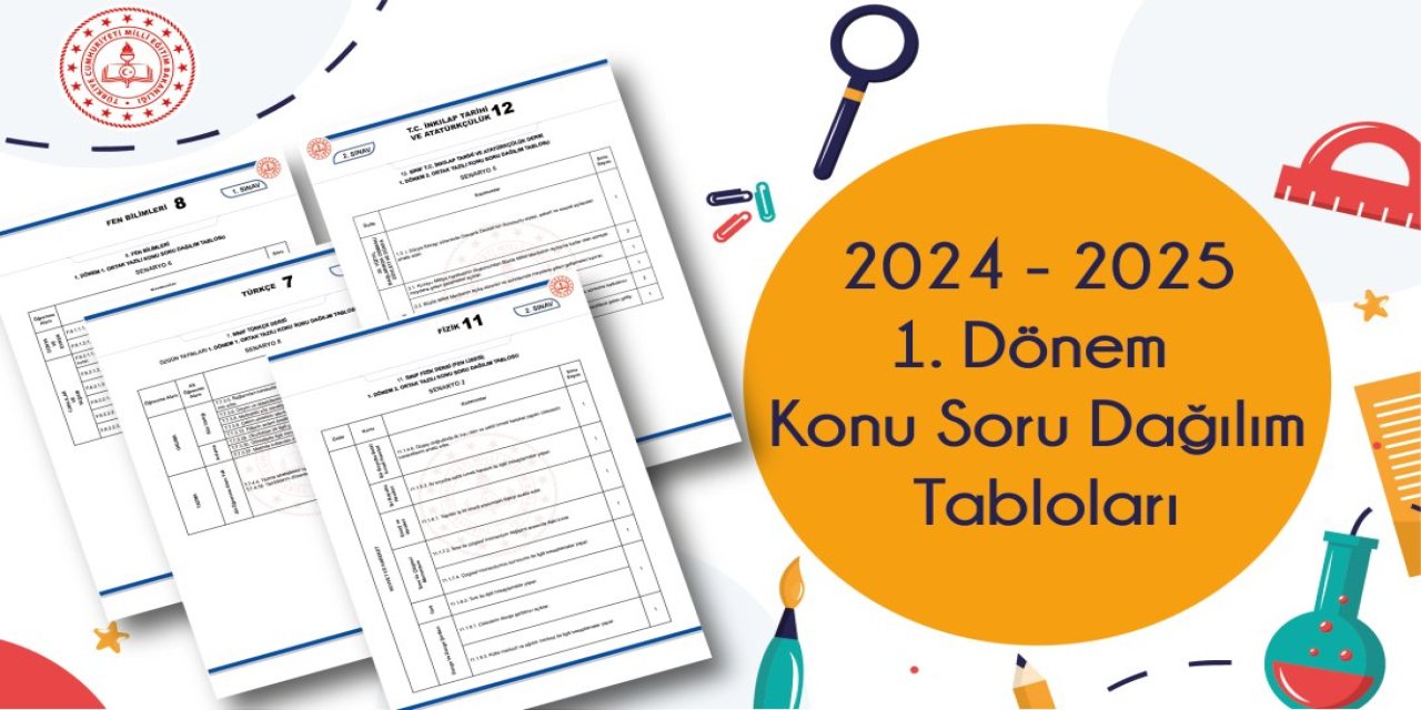 MEB'in 2024-2025 ortak yazılı sınavlar konu soru dağılım tablosu açıklandı!